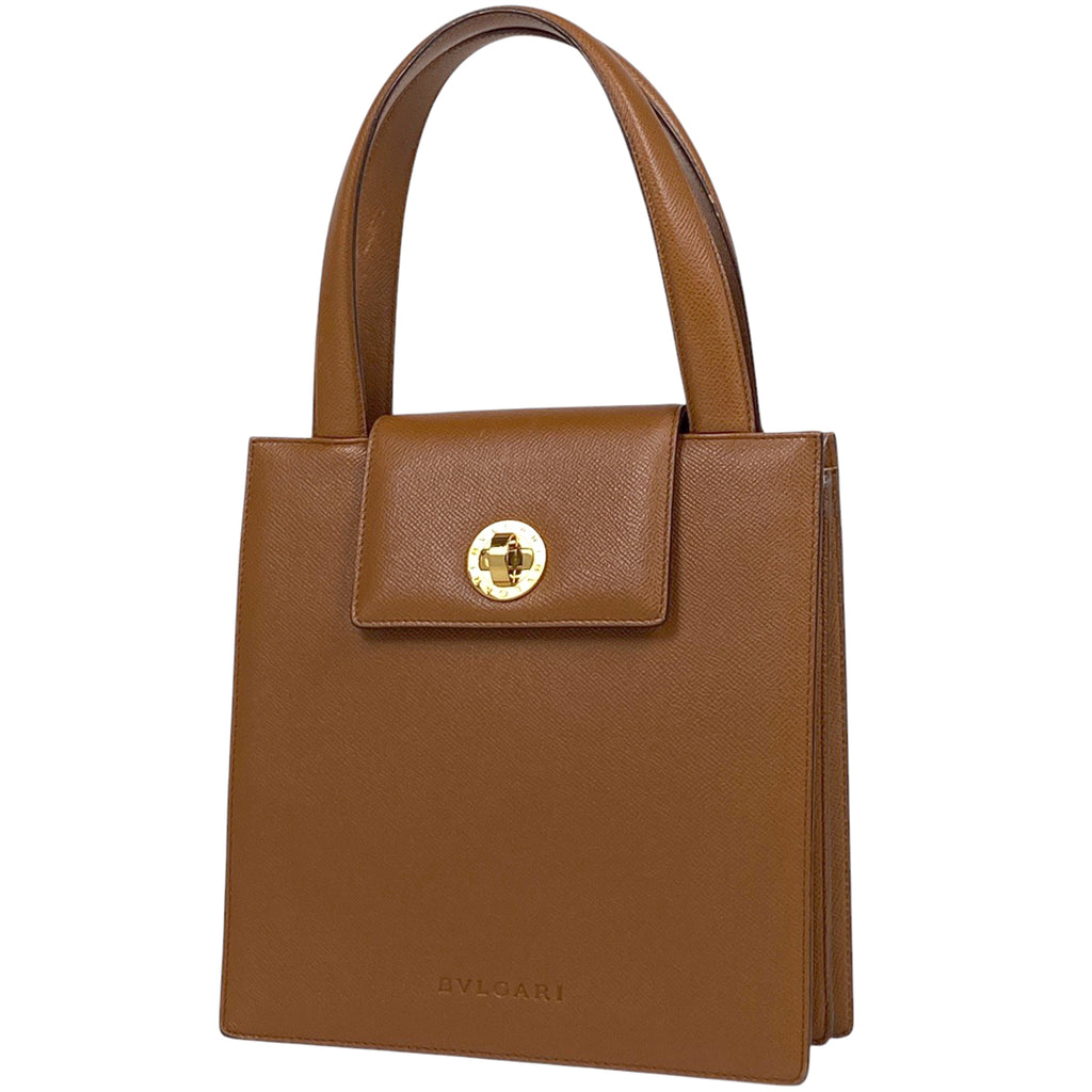ブルガリ ロゴ ハンドバッグ ターンロック 2WAY ショルダーバッグ ハンドバッグ レザー ブラウン レディース 【中古】brbag
