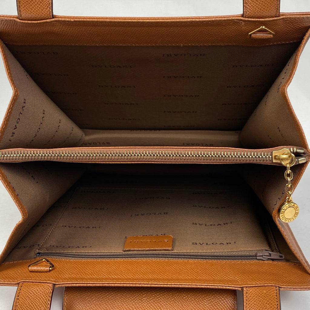 ブルガリ ロゴ ハンドバッグ ターンロック 2WAY ショルダーバッグ ハンドバッグ レザー ブラウン レディース 【中古】brbag