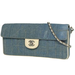 シャネル チョコバー チェーン ショルダーバッグ ココマーク ショルダーバッグ デニム ブルー アイボリー レディース 【中古】brbag