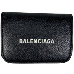 バレンシアガ キャッシュ ミニ ウォレット ロゴ 三つ折り財布 レザー ブラック 593813 レディース 【中古】brbag