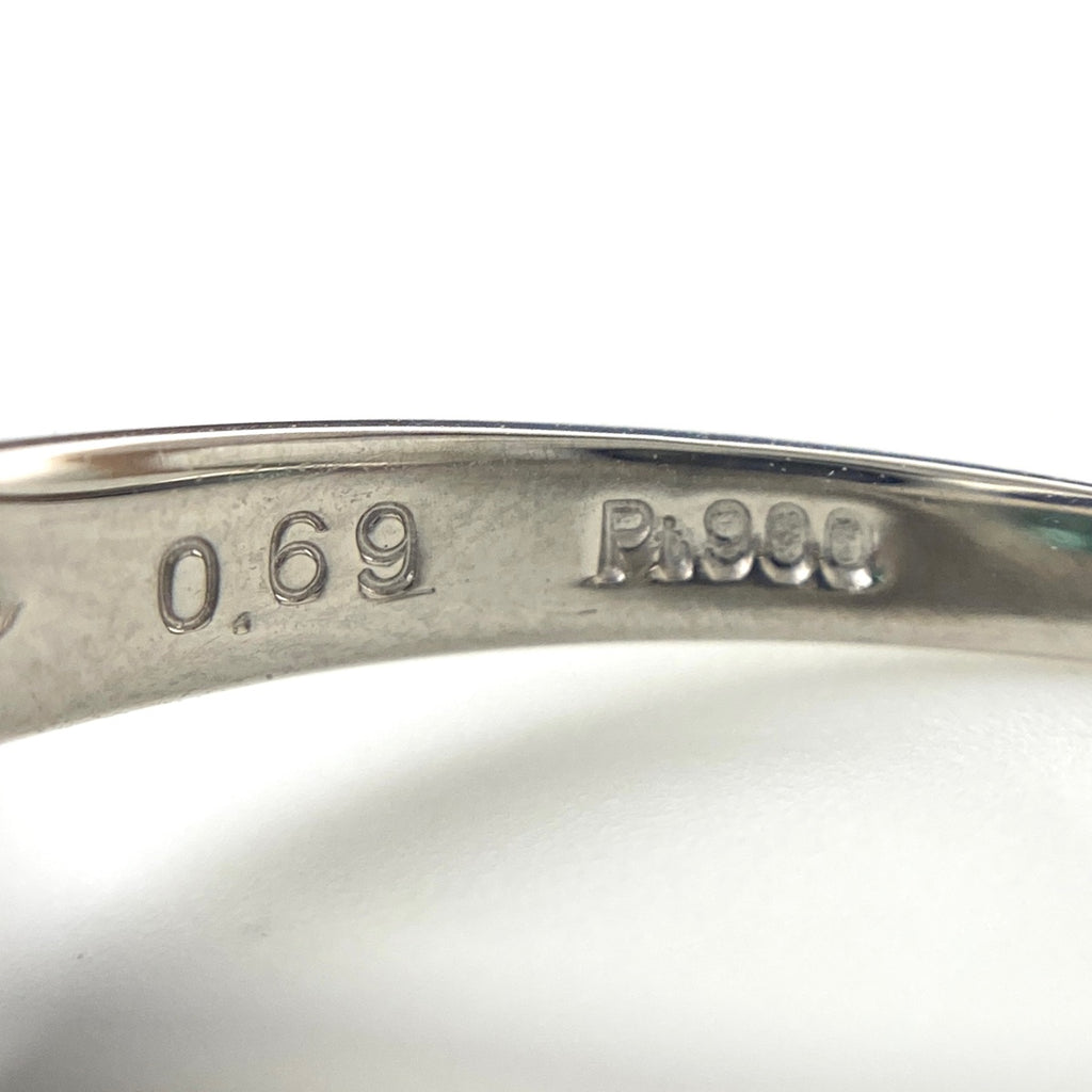 エメラルド デザインリング プラチナ 指輪 メレダイヤ リング 11号 Pt900 エメラルド ダイヤモンド レディース 【中古】nbjwl