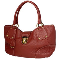 【在庫一掃】 プラダ ロゴ ハンドバッグ レザー レッド レディース 【中古】brbag