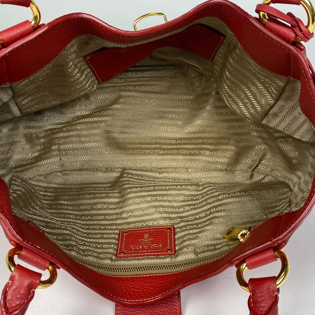 プラダ ロゴ ハンドバッグ レザー レッド レディース 【中古】brbag