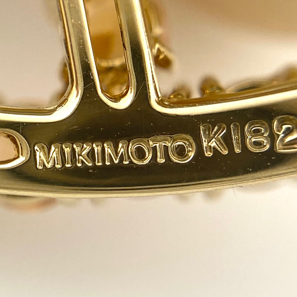 ミキモト パール デザインブローチ YG イエローゴールド メレダイヤ 真珠 ブローチ K18 パール ダイヤモンド レディース 【中古】brjwl