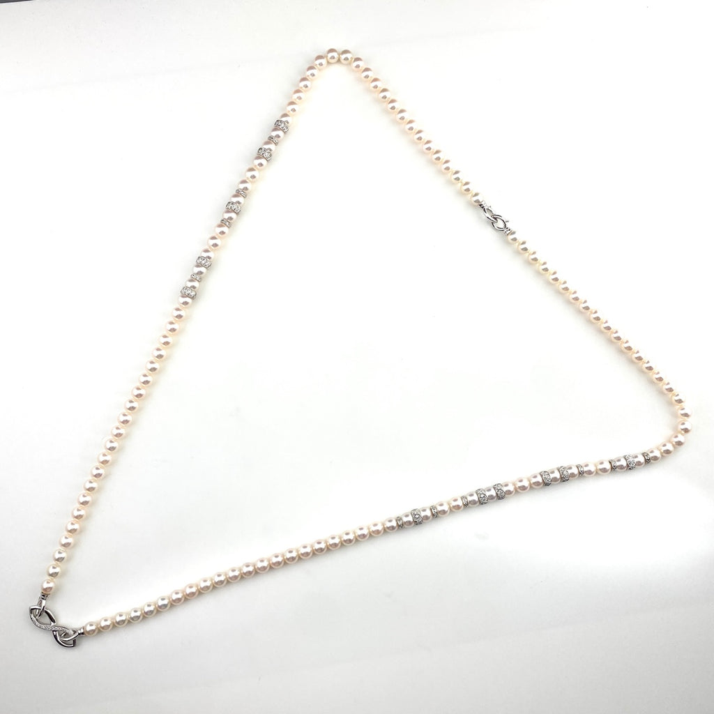 ミキモト パール デザインネックレス メレダイヤ 真珠 ネックレス K18 パール ダイヤモンド レディース 【中古】brjwl