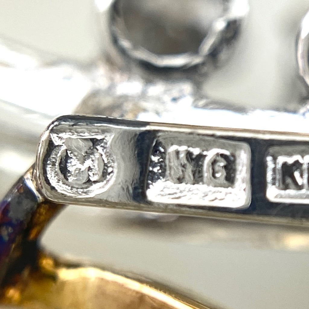 ミキモト パール デザインブローチ YG イエローゴールド WG ホワイトゴールド メレダイヤ 真珠 ダイヤモンド ブローチ K18 K14 WG レディース 【中古】brjwl