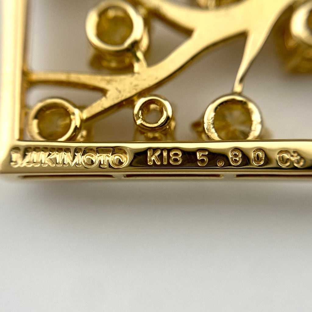 ミキモト メレダイヤ デザインブローチ YG イエローゴールド ブローチ K18 ダイヤモンド レディース 【中古】brjwl