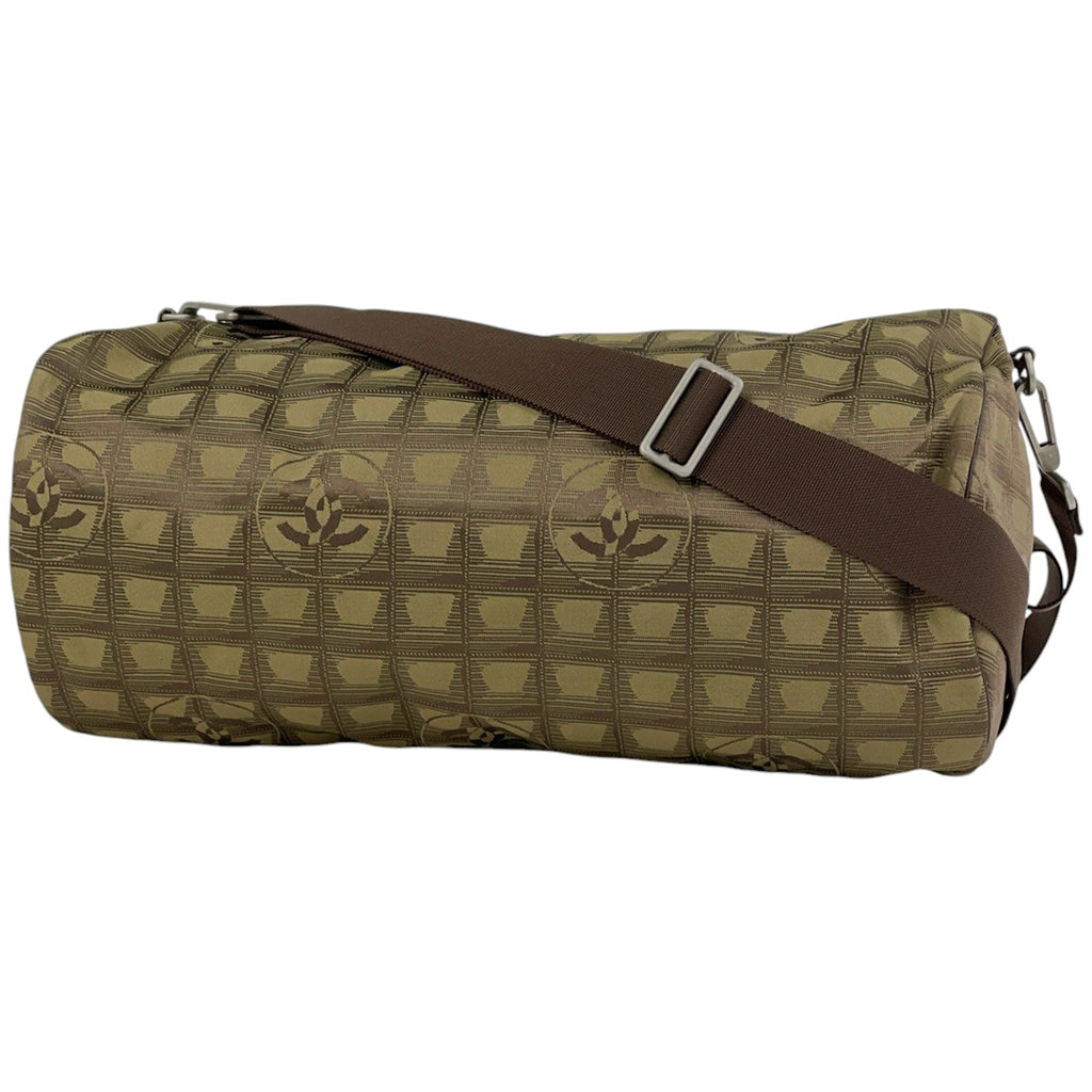 シャネル ニュートラベルライン ショルダーバッグ ココマーク 円筒型 ショルダーバッグ ナイロンジャガード ブラウン レディース 【中古】brbag