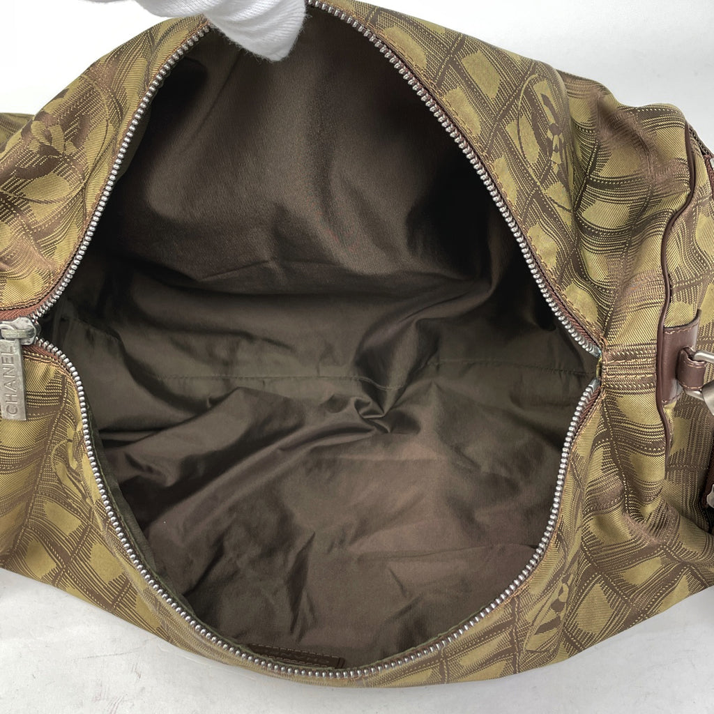 シャネル ニュートラベルライン ショルダーバッグ ココマーク 円筒型 ショルダーバッグ ナイロンジャガード ブラウン レディース 【中古】brbag