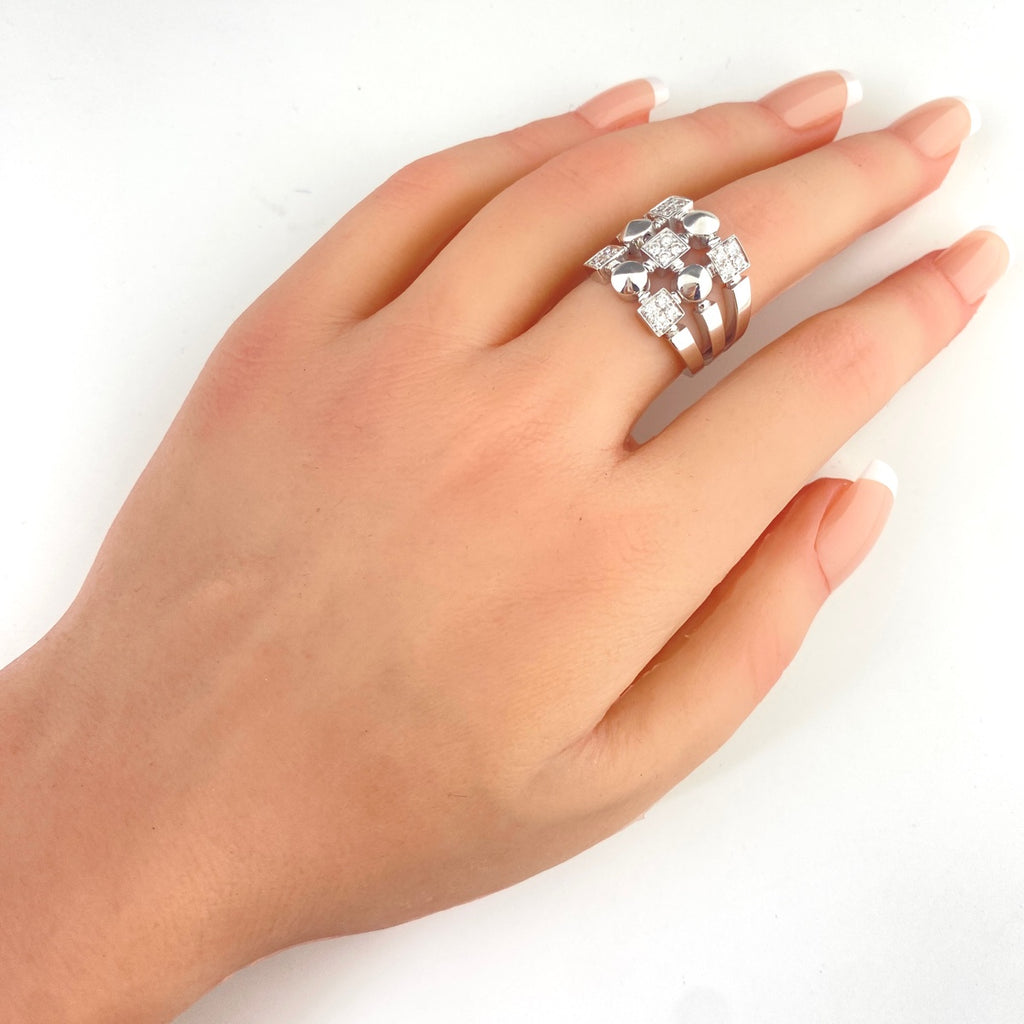 ブルガリ ルチア リング 指輪 メレダイヤ リング 13号 750 ダイヤモンド レディース 【中古】brjwl