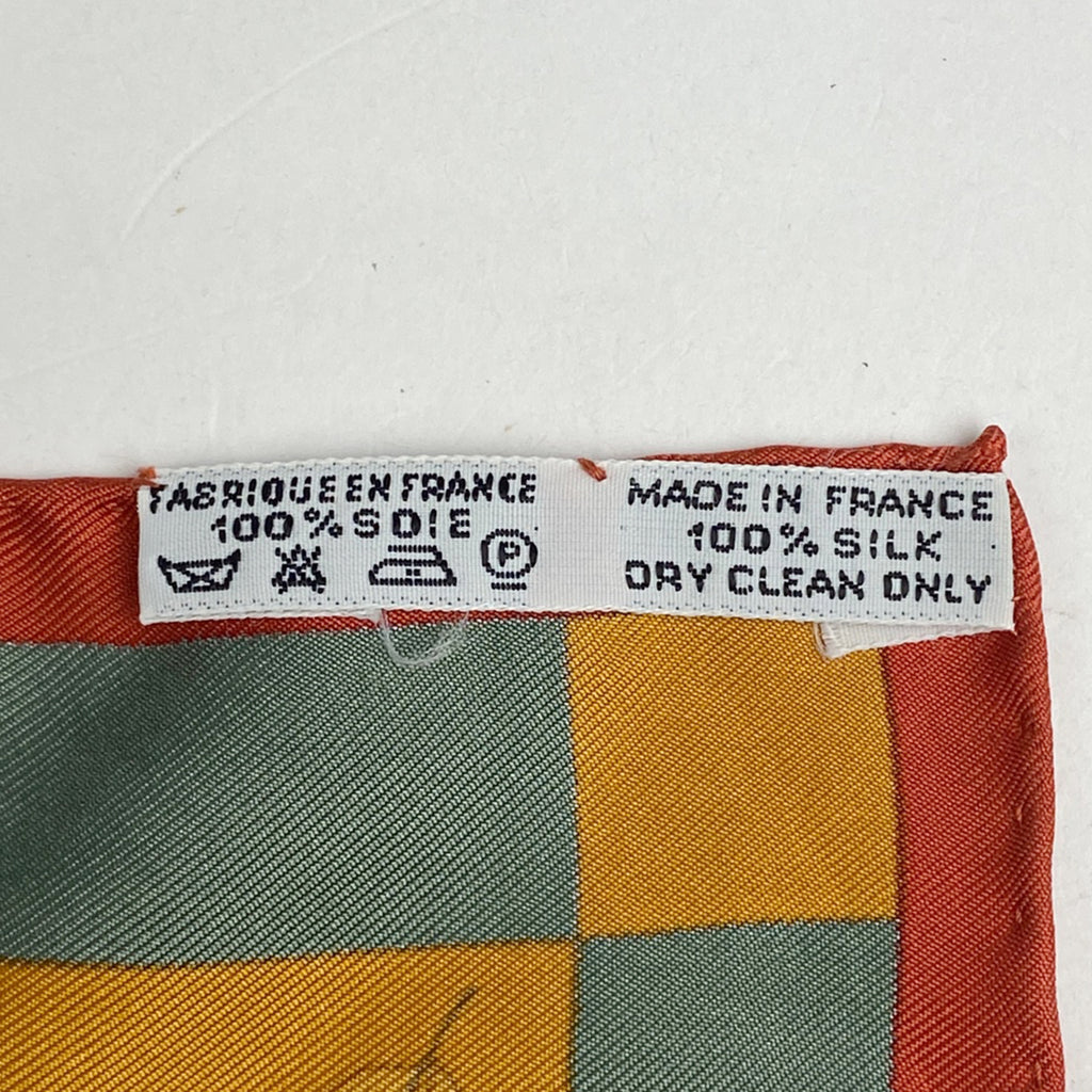 エルメス カレ 90 fantaisies indiennes 眩惑のインド スカーフ シルク オレンジ マルチカラー レディース 【中古】brbag