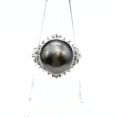 パール デザインリング プラチナ 指輪 メレダイヤ 真珠 リング 12号 Pt900 パール ダイヤモンド レディース 【中古】nbjwl