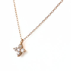 フラワーモチーフデザインネックレス PG ピンクゴールド ペンダント メレダイヤ 花 ネックレス K18 ダイヤモンド レディース 【中古】nbjwl