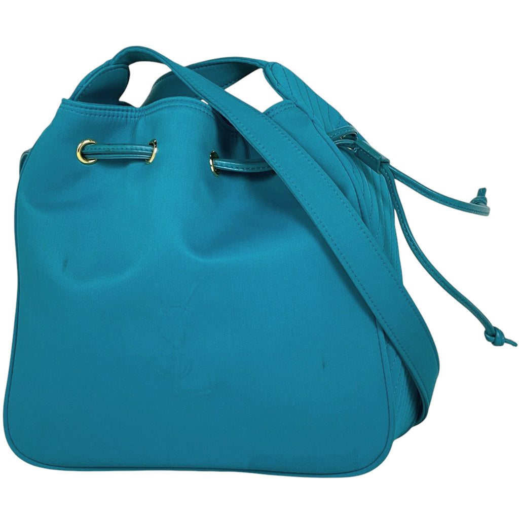 イヴ・サンローラン ロゴ ショルダーバッグ YSL 斜め掛け ショルダーバッグ ナイロン ブルー レディース 【中古】brbag