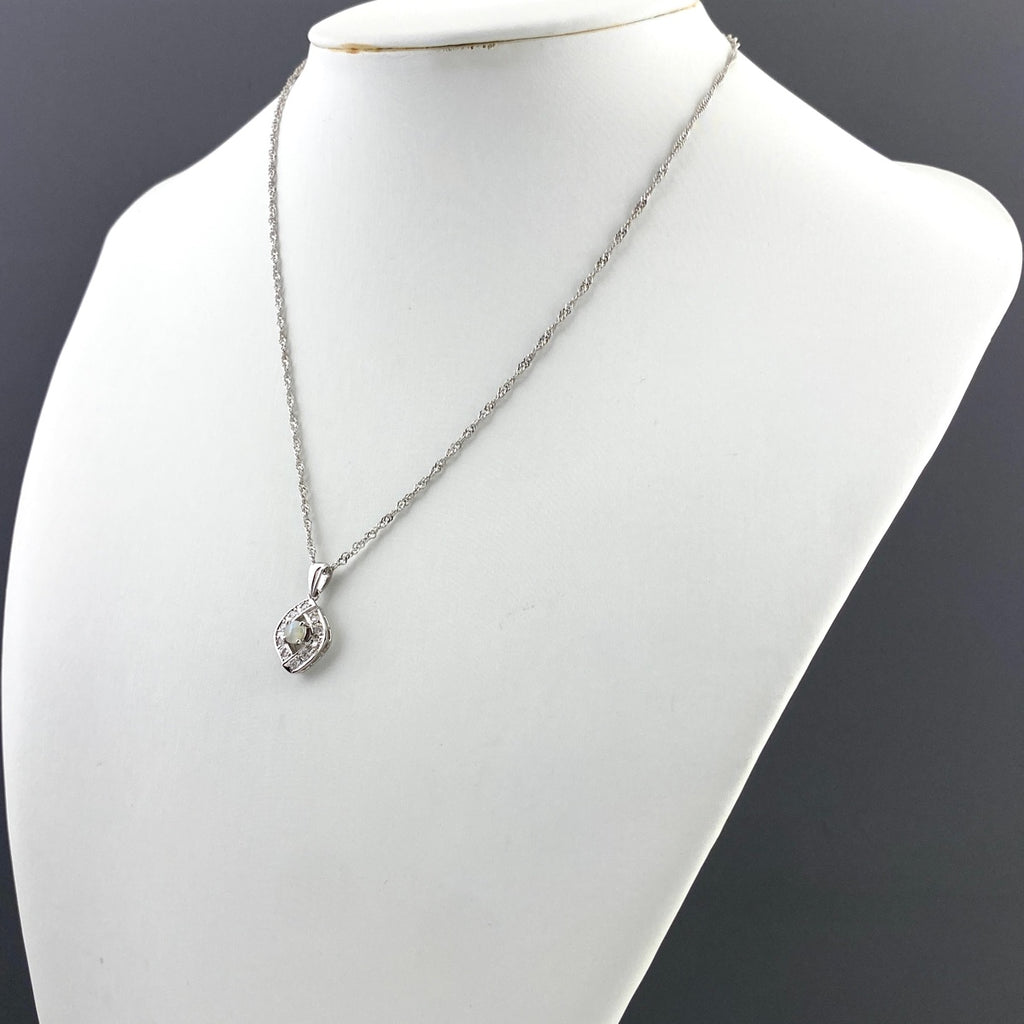 クリソベリルキャッツアイ デザインネックレス プラチナ ペンダント メレダイヤ ネックレス Pt850 クリソベリルキャッツアイ ダイヤモンド レディース 【中古】nbjwl