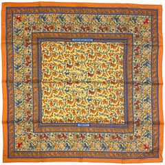 エルメス カレ 90 CHASSE EN INDE インドの狩猟 象柄 馬柄 スカーフ シルク オレンジ マルチカラー レディース 【中古】brbag