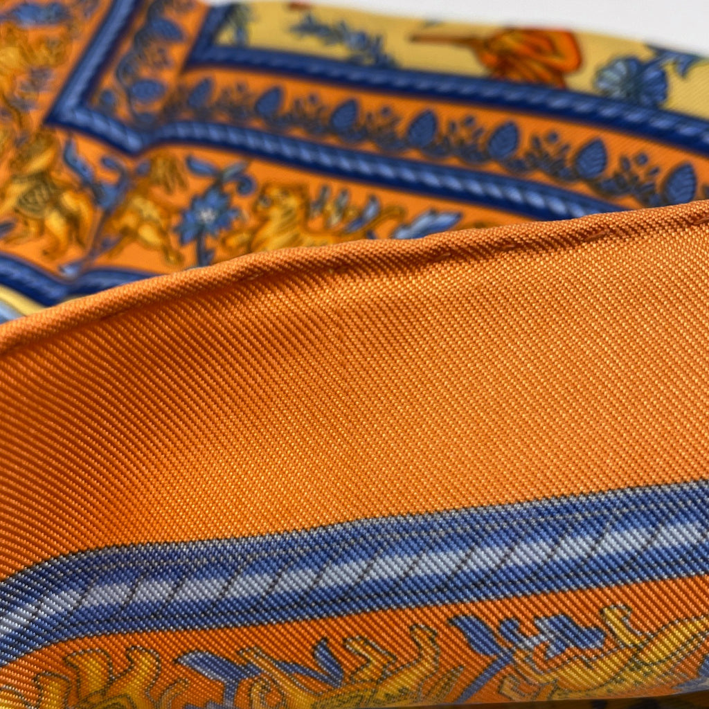エルメス カレ 90 CHASSE EN INDE インドの狩猟 象柄 馬柄 スカーフ シルク オレンジ マルチカラー レディース 【中古】brbag