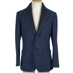 エルメス テーラードジャケット 2WAY シングル アウター テーラードジャケット カシミヤ ウール ネイビー メンズ 【中古】brapp