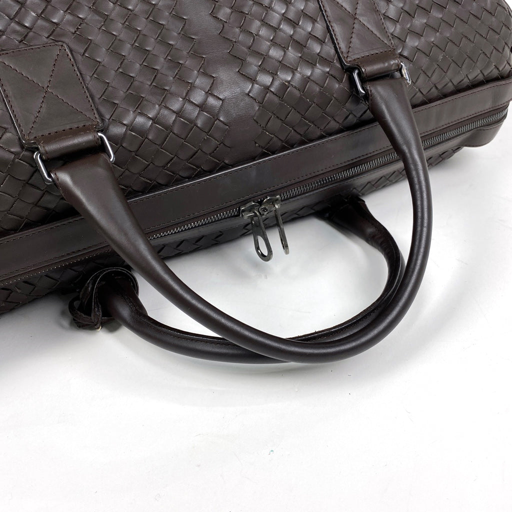 ボッテガヴェネタ イントレチャート ボストンバッグ 2WAY ショルダーバッグ ボストンバッグ レザー ダークブラウン 152230 レディース 【中古】brbag