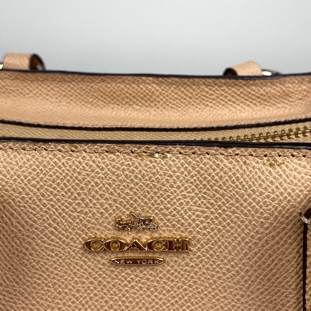 コーチ ロゴ ハンドバッグ ミニクロスビー キャリーオール ハンドバッグ レザー ベージュ 33996 レディース 【中古】brbag