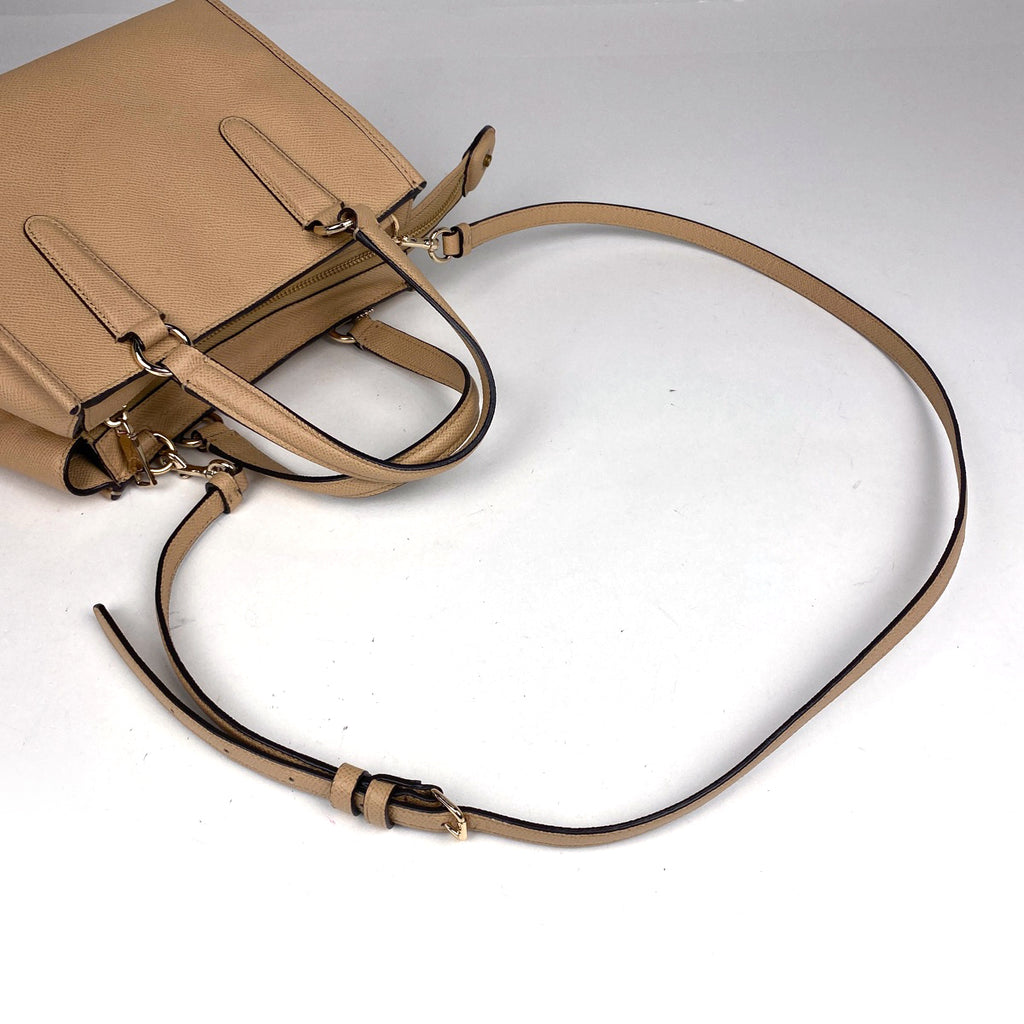 コーチ ロゴ ハンドバッグ ミニクロスビー キャリーオール ハンドバッグ レザー ベージュ 33996 レディース 【中古】brbag
