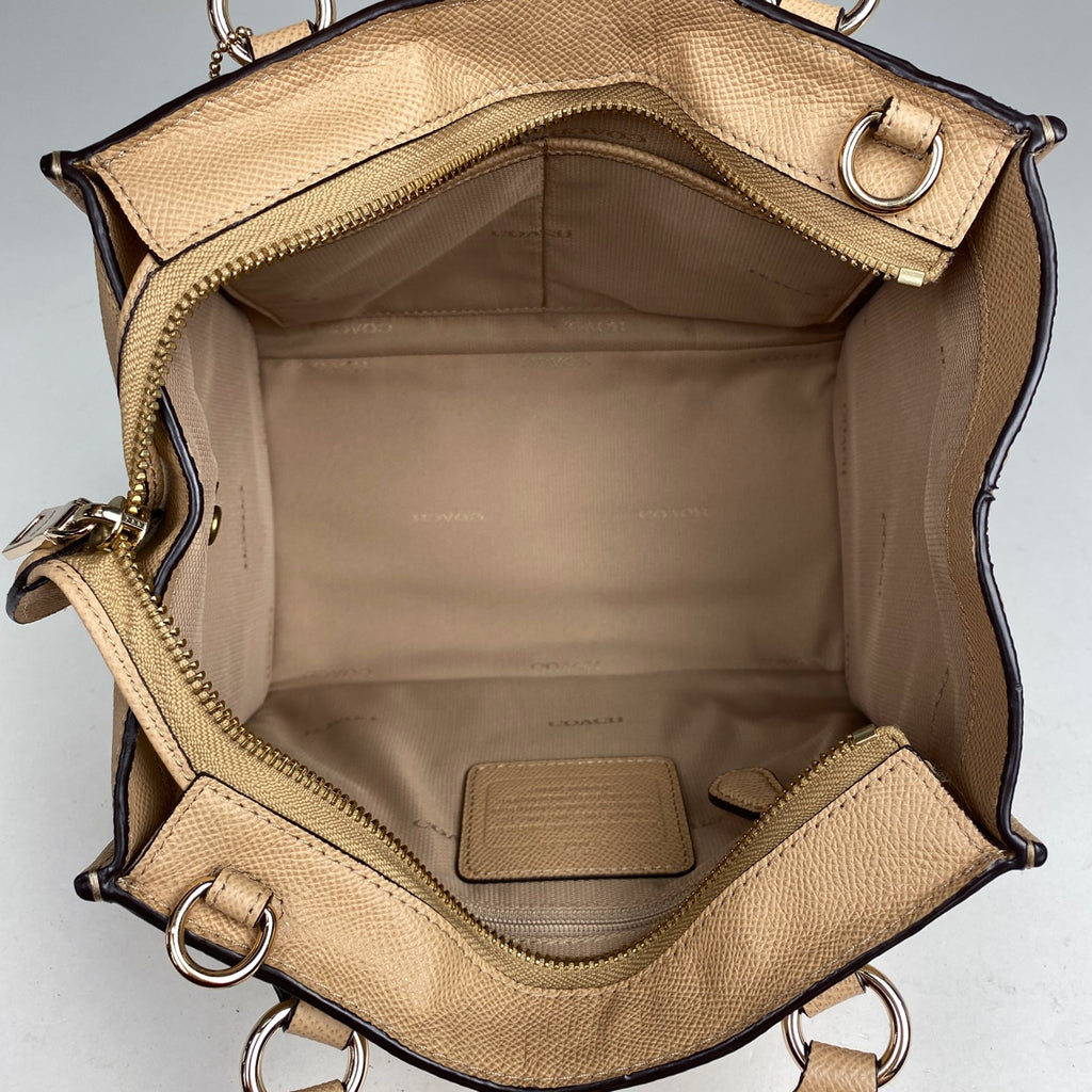 コーチ ロゴ ハンドバッグ ミニクロスビー キャリーオール ハンドバッグ レザー ベージュ 33996 レディース 【中古】brbag