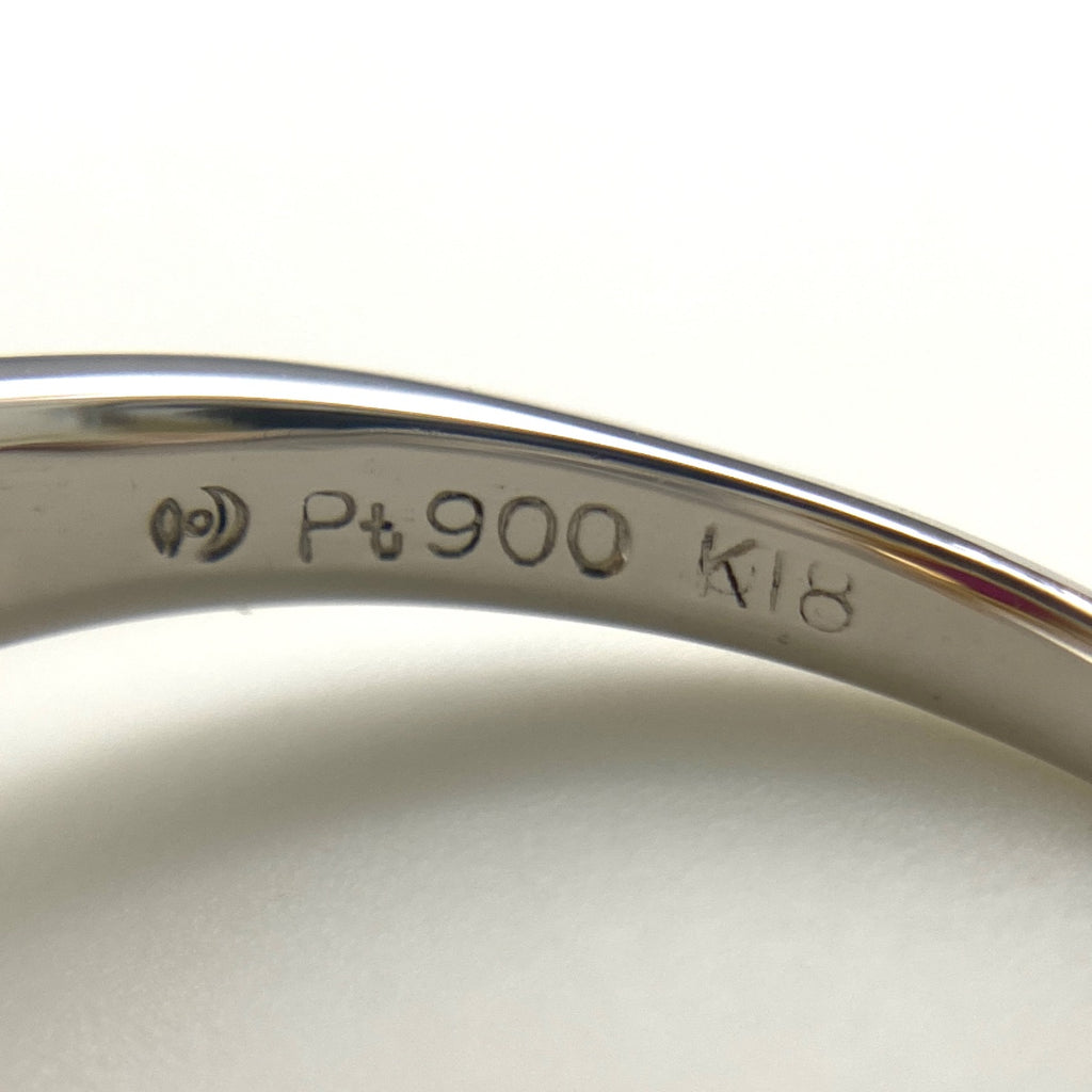 タサキ ルビー デザインリング プラチナ YG イエローゴールド 指輪 メレダイヤ リング 11.5号 Pt900 ルビー ダイヤモンド レディース 【中古】brjwl