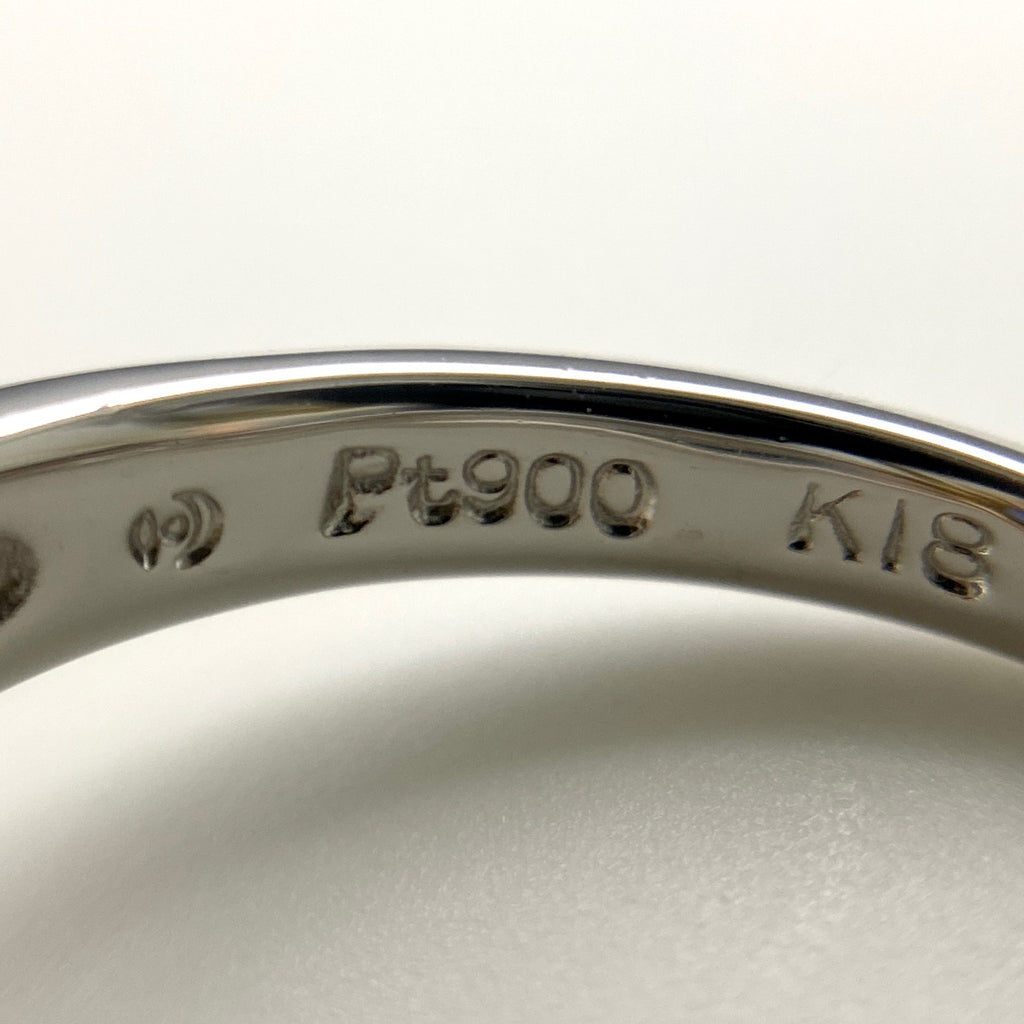 タサキ サファイア デザインリング プラチナ YG イエローゴールド 指輪 メレダイヤ リング 12号 Pt900 K18 サファイア レディース 【中古】brjwl