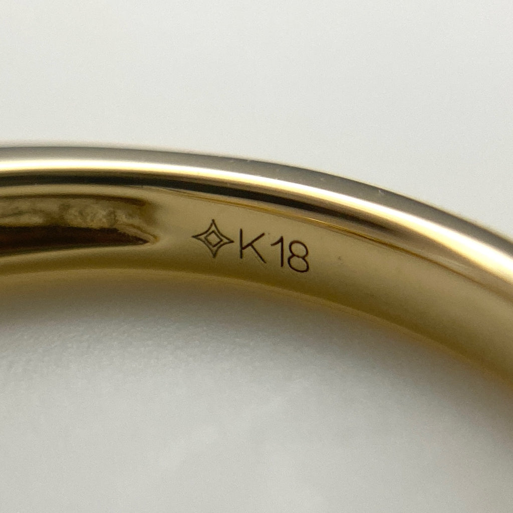 GSTV リボンモチーフ デザインリング YG イエローゴールド 指輪 メレダイヤ リング 9号 K18 ダイヤモンド レディース 【中古】brjwl