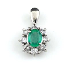 エメラルド デザインペンダントトップ プラチナ メレダイヤ ペンダントトップ Pt900 ダイヤモンド レディース 【中古】nbjwl