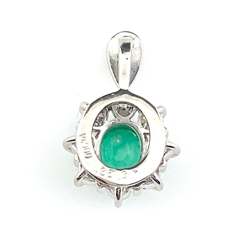 エメラルド デザインペンダントトップ プラチナ メレダイヤ ペンダントトップ Pt900 ダイヤモンド レディース 【中古】nbjwl