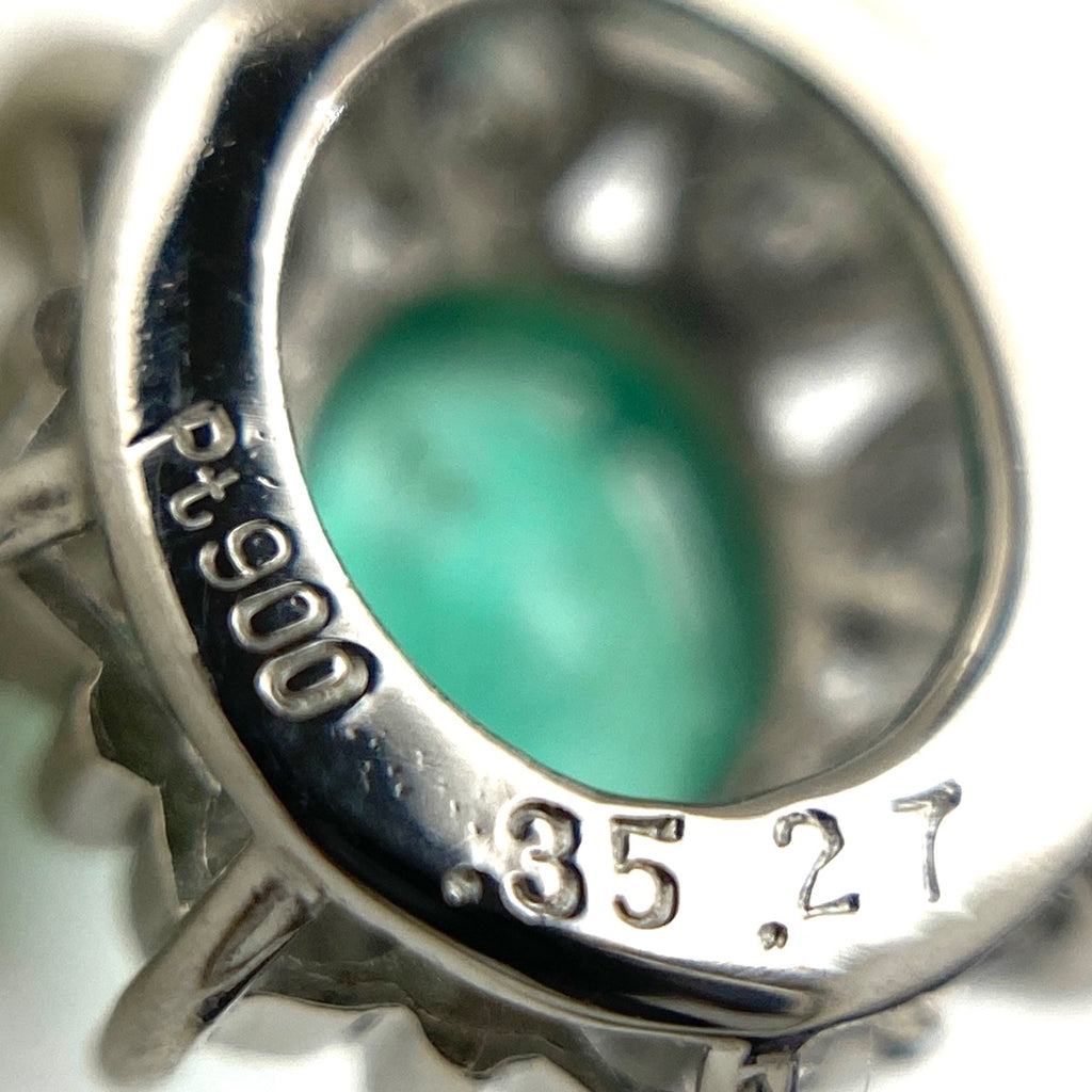 エメラルド デザインペンダントトップ プラチナ メレダイヤ ペンダントトップ Pt900 ダイヤモンド レディース 【中古】nbjwl