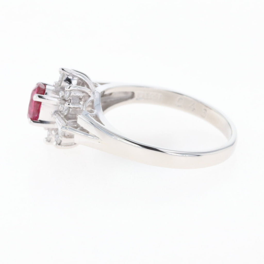 ルビー デザインリング プラチナ 指輪 メレダイヤ リング 9.5号 Pt900 ルビー ダイヤモンド レディース 【中古】nbjwl