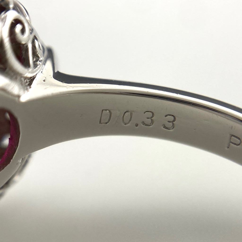 ピンクトルマリン デザインリング プラチナ 指輪 メレダイヤ リング 13号 Pt900 トルマリン ダイヤモンド レディース 【中古】nbjwl