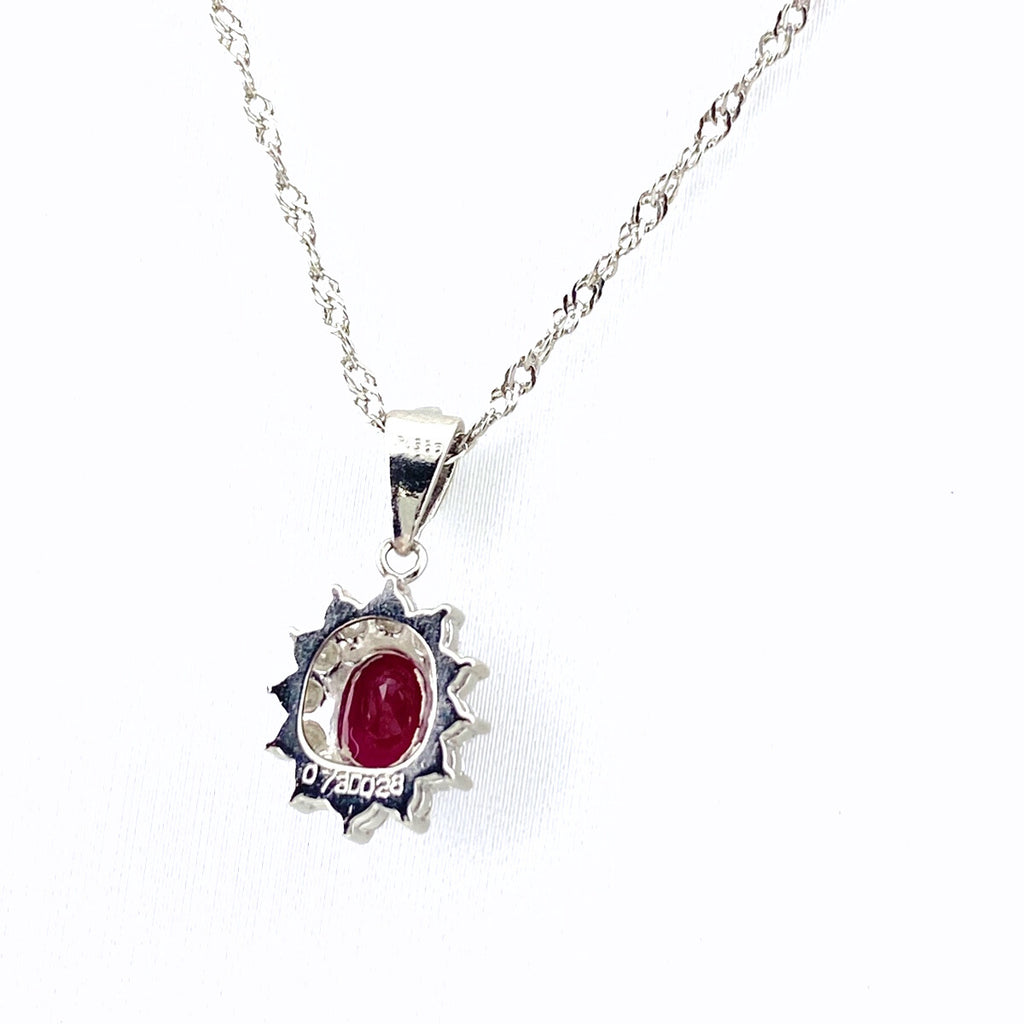 ルビー デザインネックレス プラチナ ペンダント メレダイヤ ダイヤモンド ネックレス Pt900 Pt850 ルビー レディース 【中古】nbjwl
