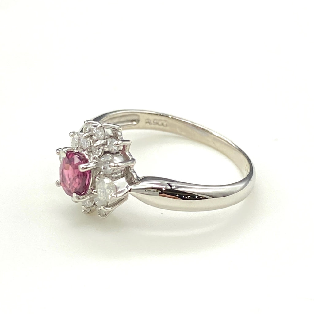 ルビー デザインリング プラチナ 指輪 メレダイヤ リング 11.5号 Pt900 ルビー ダイヤモンド レディース 【中古】nbjwl