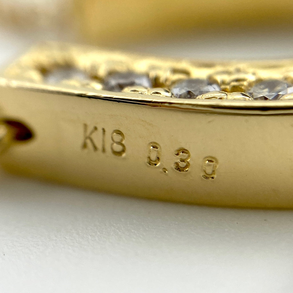 メレダイヤ デザインネックレス YG イエローゴールド ペンダント 蹄鉄 ネックレス K18 ダイヤモンド レディース 【中古】nbjwl
