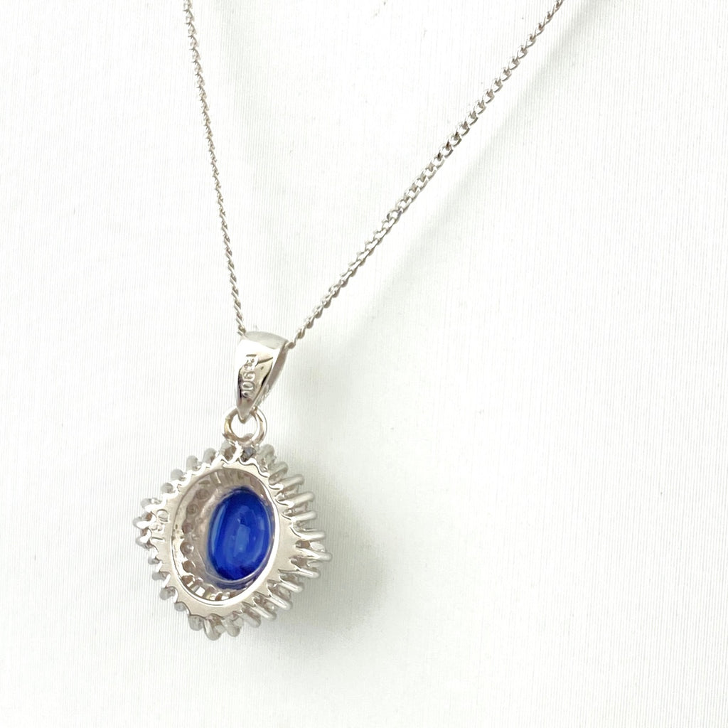 サファイア デザインネックレス プラチナ メレダイヤ ペンダント ネックレス Pt900 Pt850 サファイア レディース 【中古】nbjwl