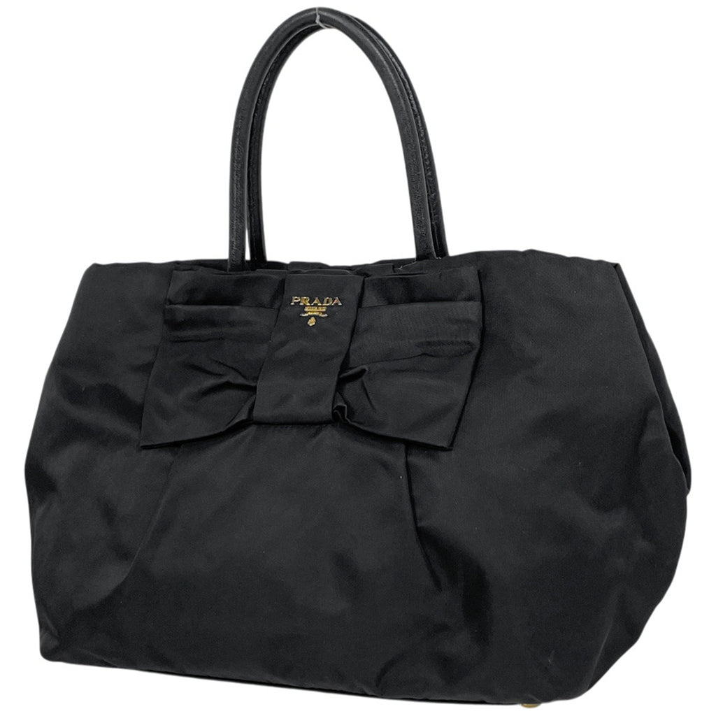 プラダ ロゴ ハンドバッグ トートバッグ リボン ハンドバッグ ナイロン ネロ(ブラック) レディース 【中古】brbag