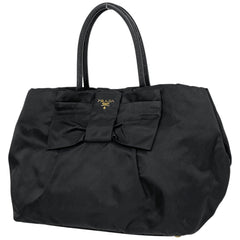 プラダ ロゴ ハンドバッグ トートバッグ リボン ハンドバッグ ナイロン ネロ(ブラック) レディース 【中古】brbag