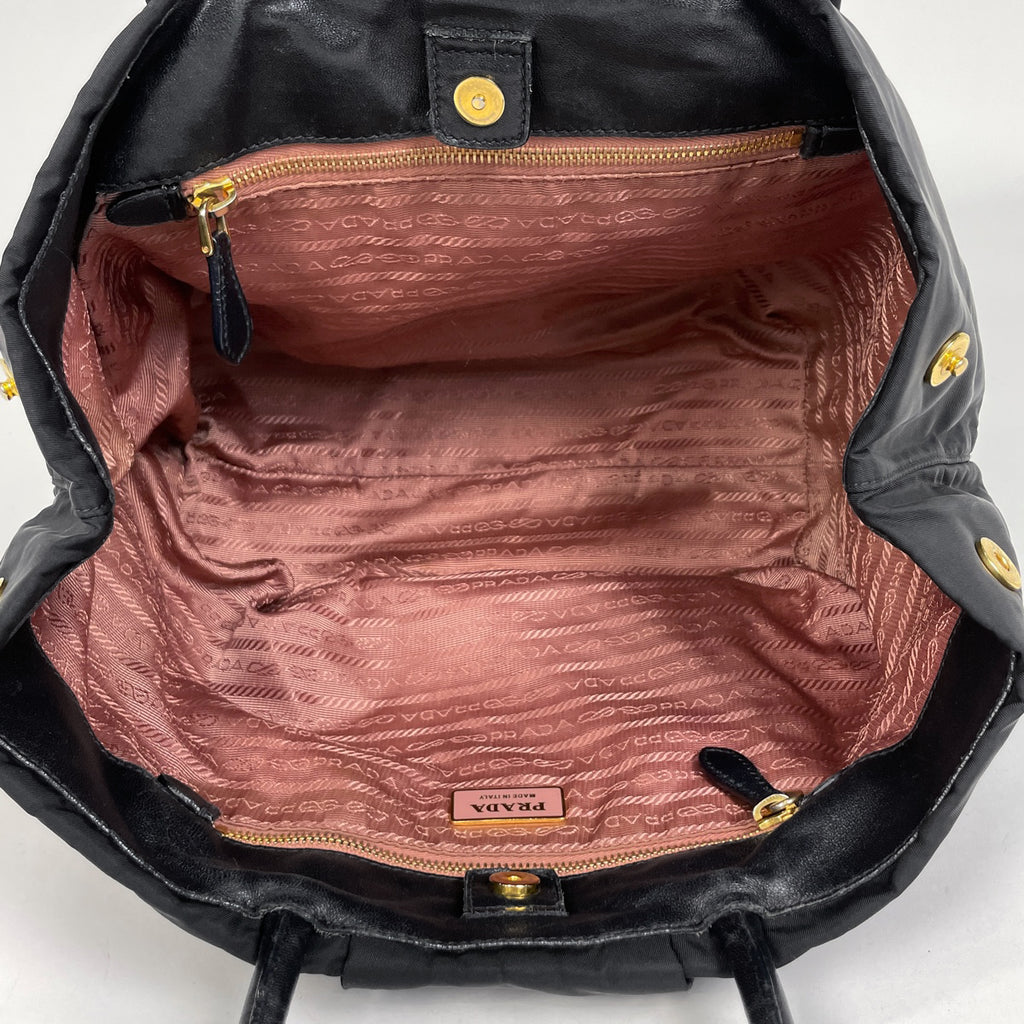 プラダ ロゴ ハンドバッグ トートバッグ リボン ハンドバッグ ナイロン ネロ(ブラック) レディース 【中古】brbag