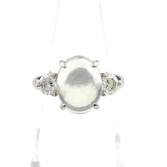 ウォーターオパール デザインリング プラチナ 指輪 メレダイヤ リング 10号 Pt900 ウォーターオパール レディース 【中古】nbjwl