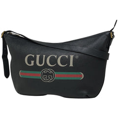 グッチ ロゴ ショルダーバッグ ハーフムーン 斜め掛け ショルダーバッグ レザー ブラック 523588 レディース 【中古】brbag