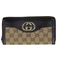 グッチ GG柄 ラウンドファスナー 長財布 スーキー ラウンドジップ 長財布 GGキャンバス ベージュ ブラウン 308012 レディース 【中古】brbag