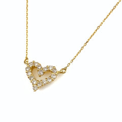 ハートモチーフ ネックレス YG イエローゴールド ペンダント メレダイヤ ネックレス K18 ダイヤモンド レディース 【中古】nbjwl