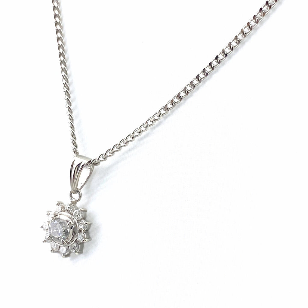 ダイヤモンド デザインネックレス プラチナ ペンダント メレダイヤ ネックレス Pt900 Pt850 ダイヤモンド レディース 【中古】nbjwl
