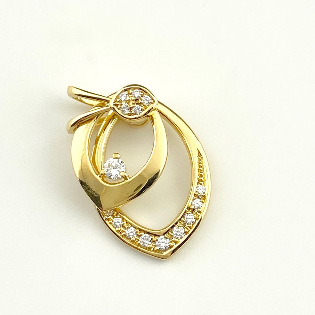 ウォルサム メレダイヤ デザインペンダントトップ YG イエローゴールド ペンダントトップ 750 ダイヤモンド レディース 【中古】brjwl