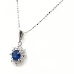 サファイア デザインネックレス WG ホワイトゴールド ペンダント メレダイヤ ダイヤモンド ネックレス K18 WG サファイア レディース 【中古】nbjwl