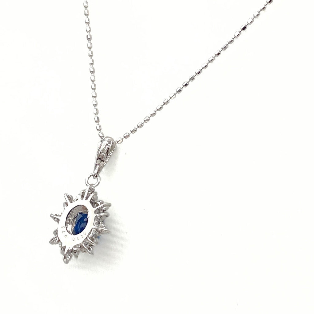 サファイア デザインネックレス WG ホワイトゴールド ペンダント メレダイヤ ダイヤモンド ネックレス K18 WG サファイア レディース 【中古】nbjwl
