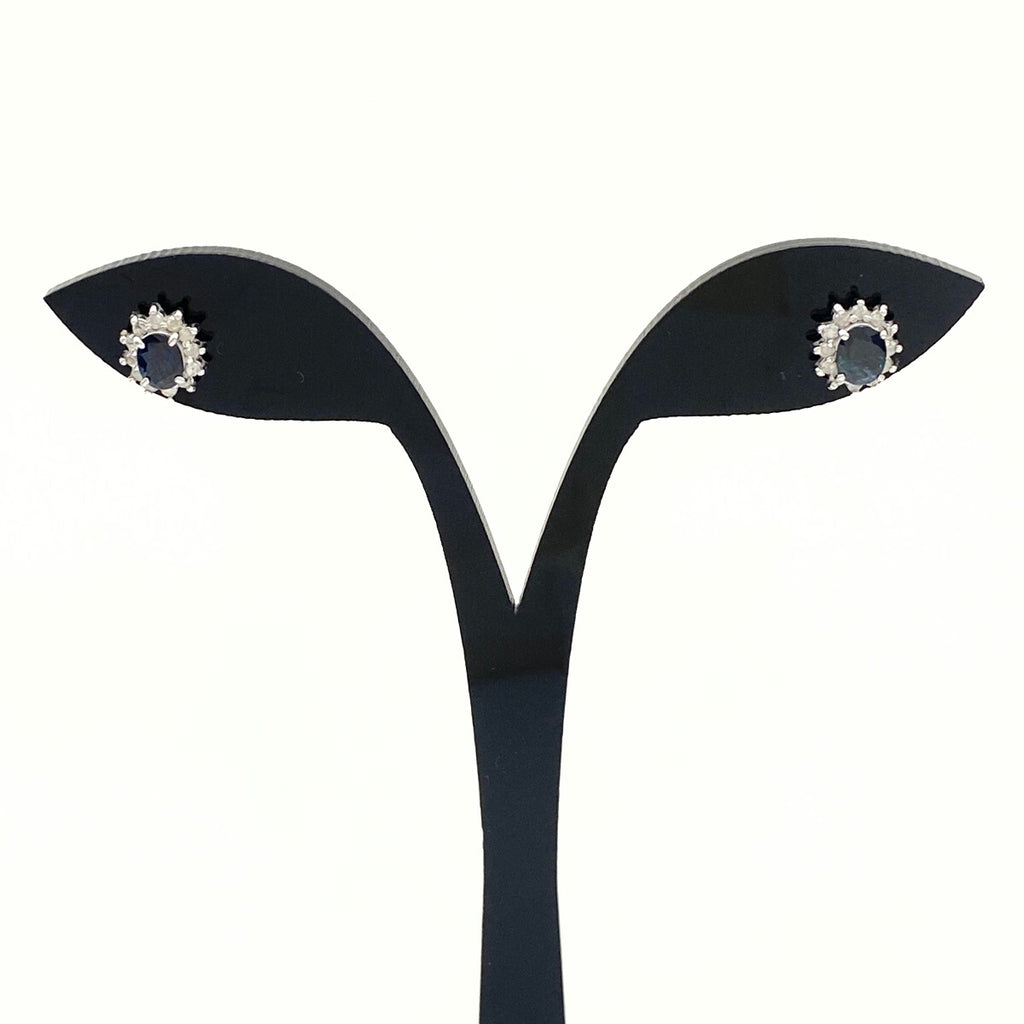 サファイア デザインピアス WG ホワイトゴールド メレダイヤ ダイヤモンド ピアス K14 WG サファイア レディース 【中古】nbjwl